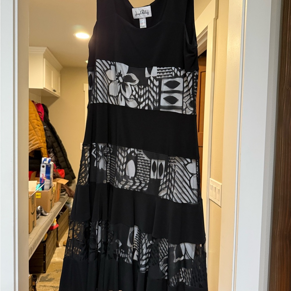 Joseph Ribkoff Black and White Floral Maxi Dress
